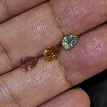 2Ct 3Pcs Natural Tourmaline LOT Faceted. Size range approx. 8x5mm